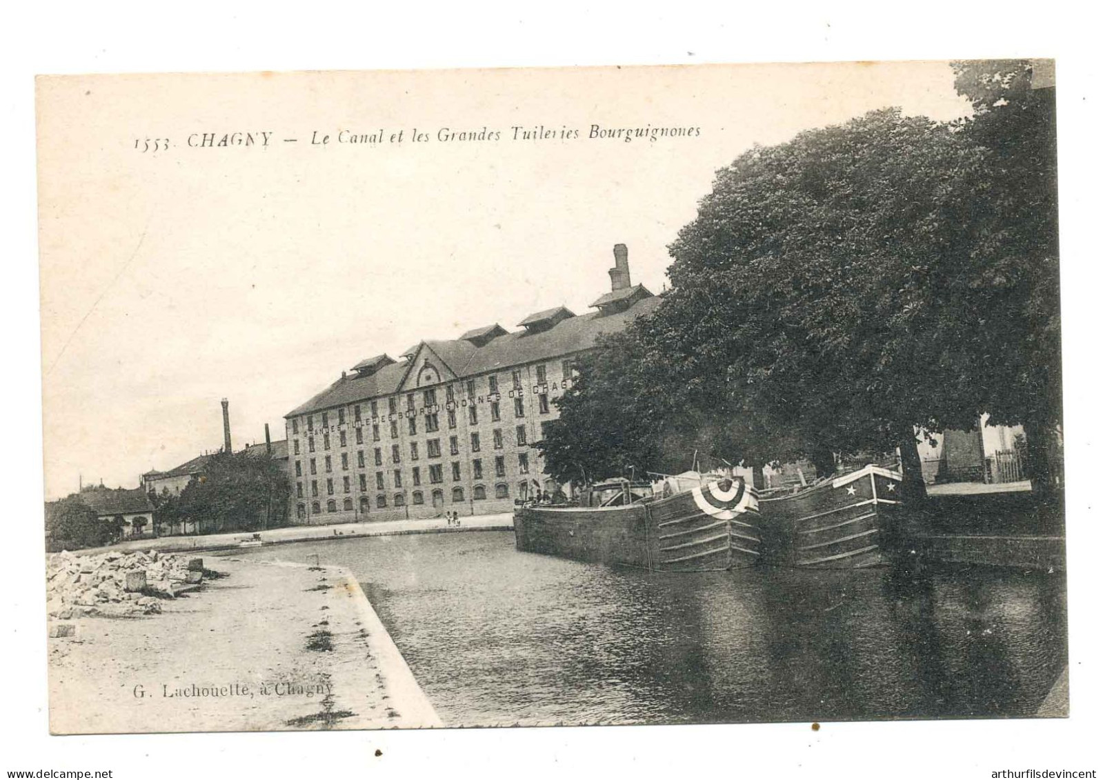 CHAGNY -LE CANAL ET LES TUILERIES ++BATEAUX - Chagny