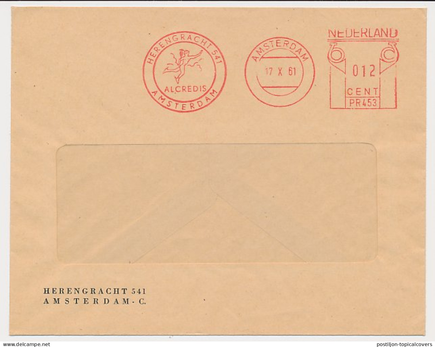 Meter Cover Netherlands 1961 Hermes - Mercury - Caduceus - Staff  - Mitología