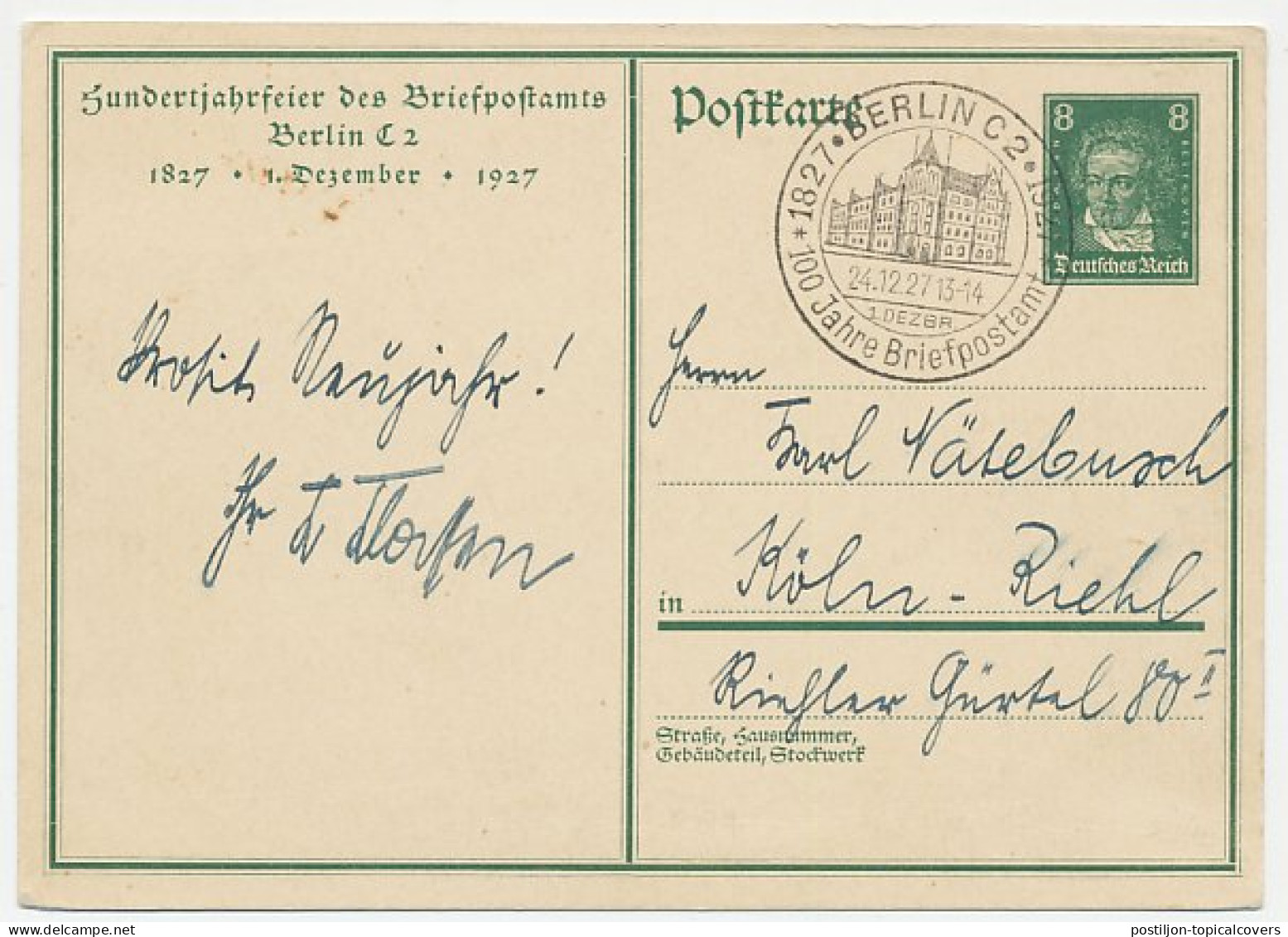 Postal Stationery Germany 1927 Postman  - Altri & Non Classificati