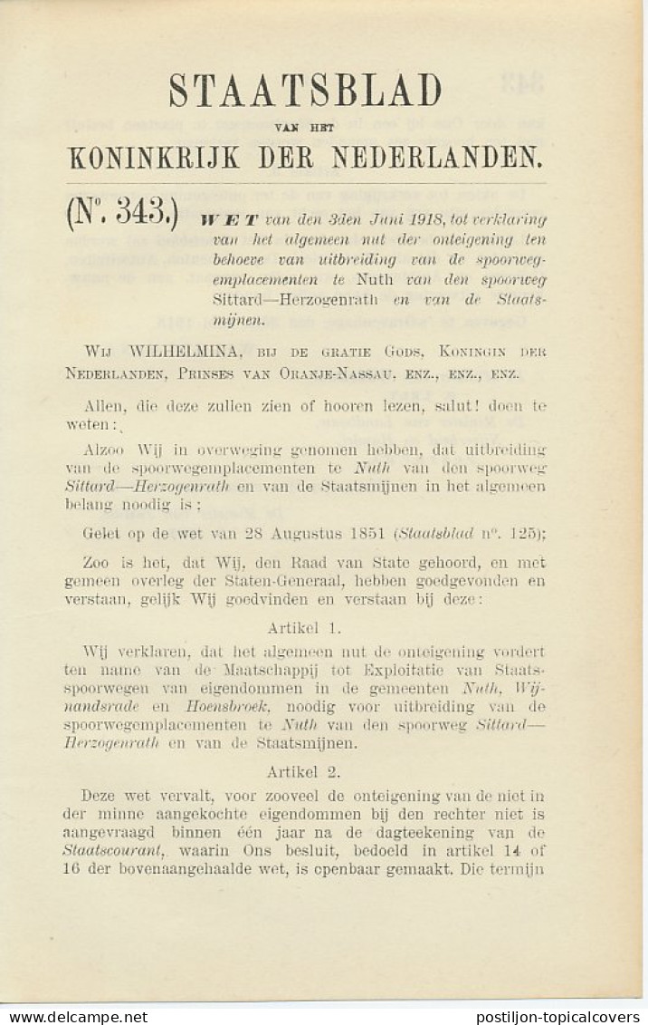 Staatsblad 1918 : Station Nuth - Historische Documenten