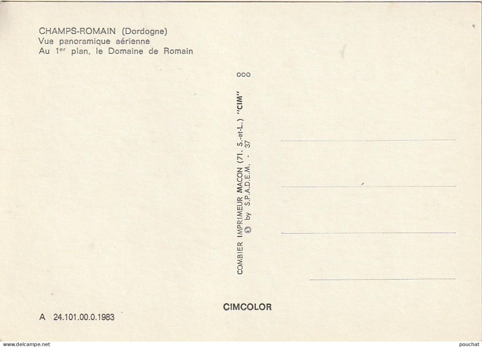 ZY 36-(24) CHAMPS ROMAIN - VUE PANORAMIQUE AERIENNE - AU 1er PLAN , LE DOMAINE DE ROMAIN- 2 SCANS - Otros & Sin Clasificación