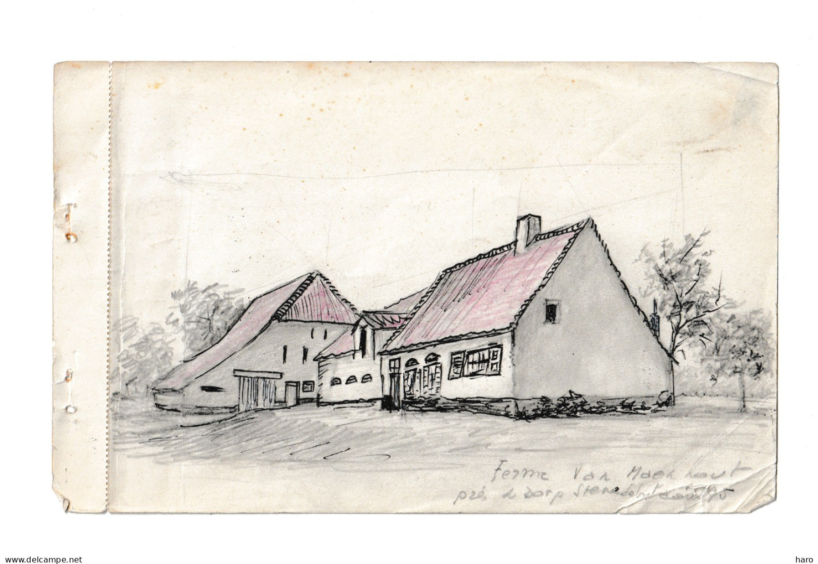 STENE ( Ostende / Ostende - Ferme " Van Maenhout  "   Dessin ( ORIGINAL , Page D'un Carnet  )  De R. Laloux 1995  (B375) - Drawings
