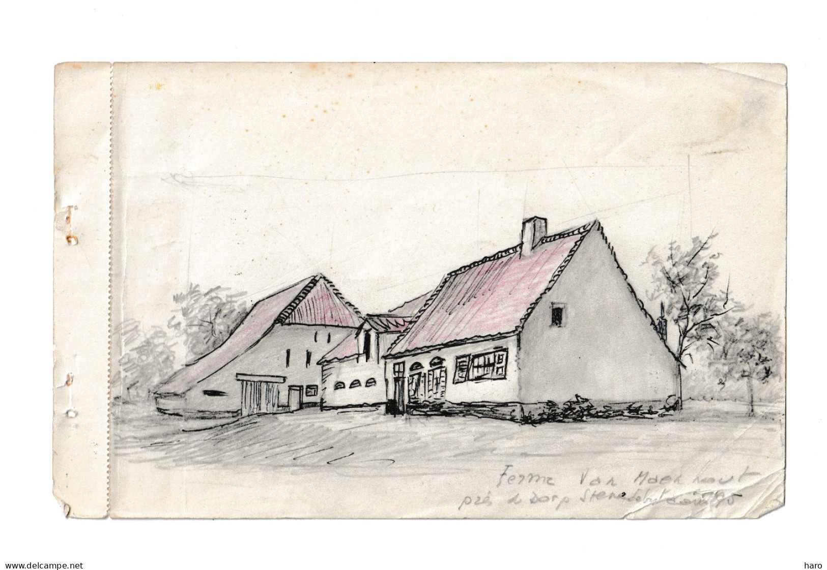 STENE ( Ostende / Ostende - Ferme " Van Maenhout  "   Dessin ( ORIGINAL , Page D'un Carnet  )  De R. Laloux 1995  (B375) - Zeichnungen