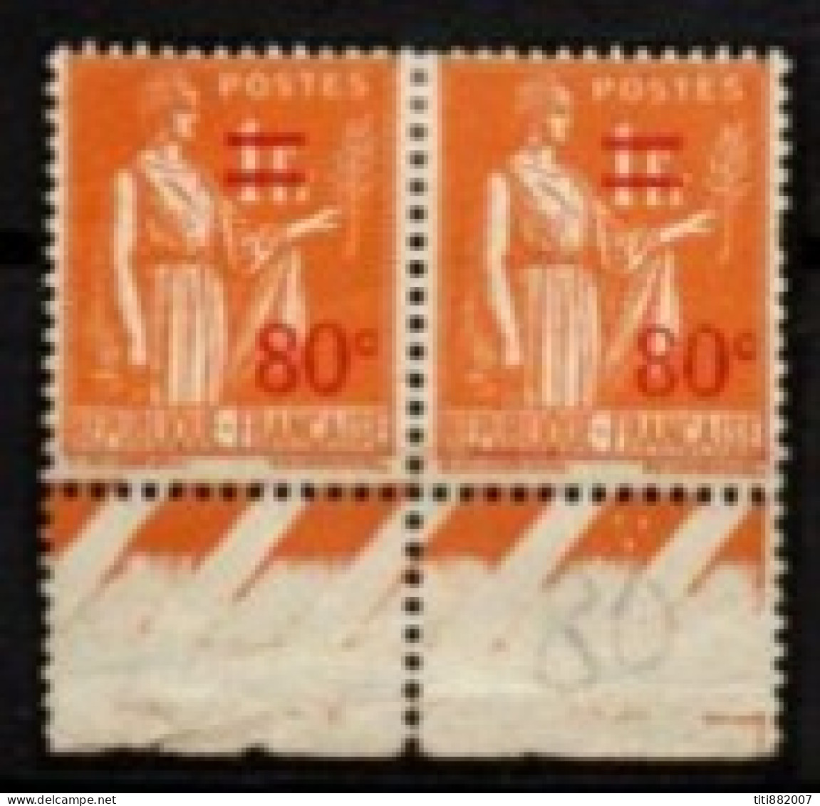FRANCE    -   1937 .   Y&T N° 359 *.   80 Maculé Sur  2° Timbre - Unused Stamps