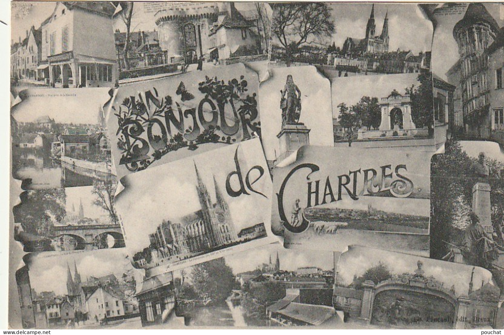 ZY 40-(28) UN BONJOUR DE CHARTRES - CARTE FANTAISIE MULTIVUES  - 2 SCANS - Chartres