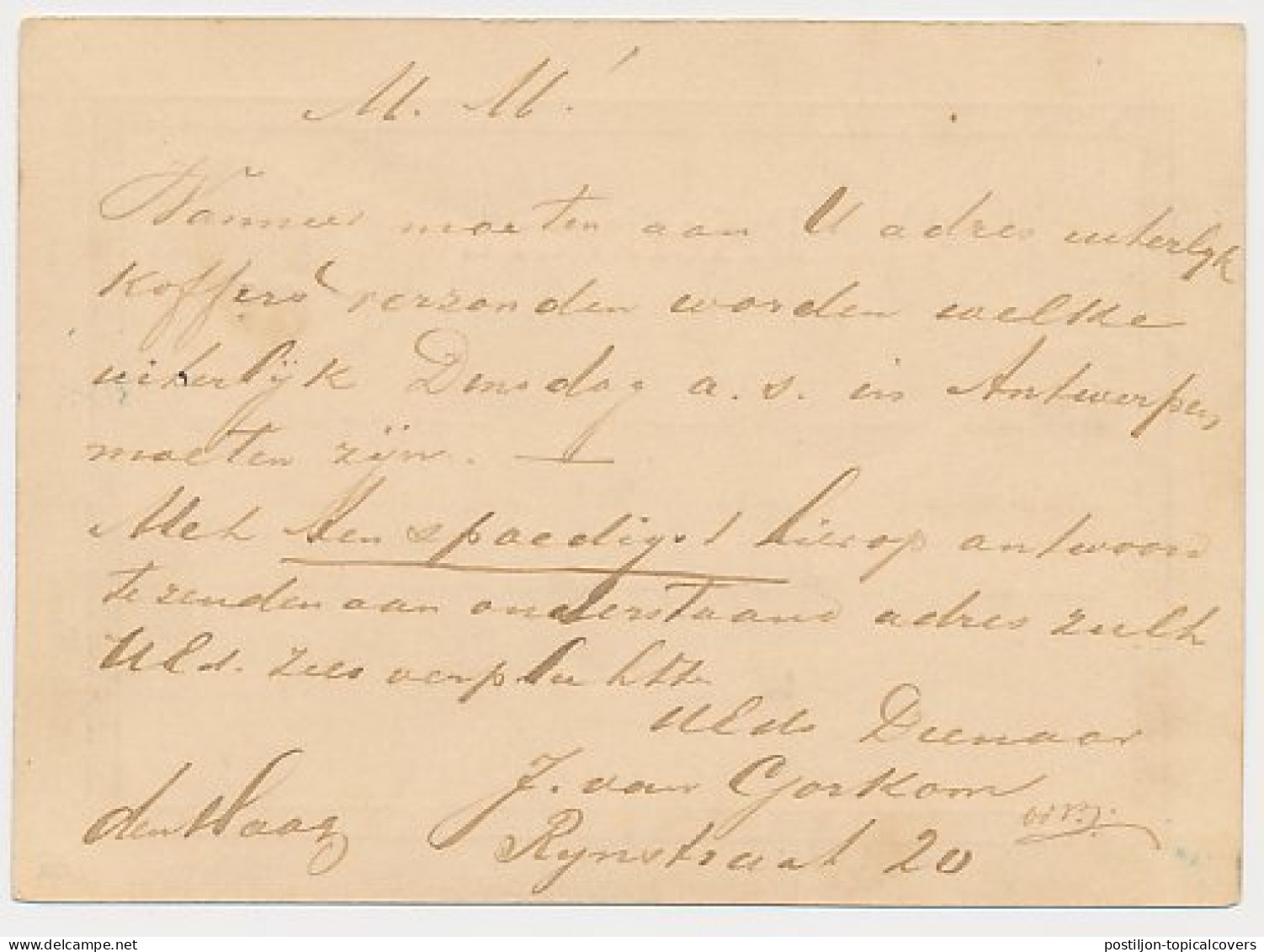Stationspoststempel S Gravenhage - Gouda - Rotterdam 1875 - Lettres & Documents