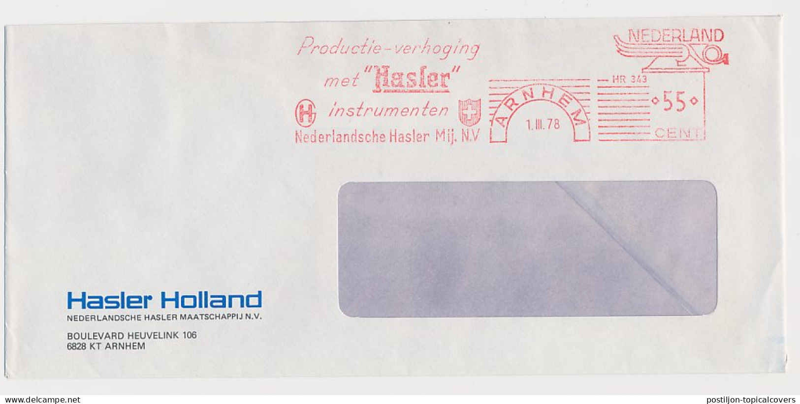 Meter Cover Netherlands 1978 Hasler - Automatenmarken [ATM]