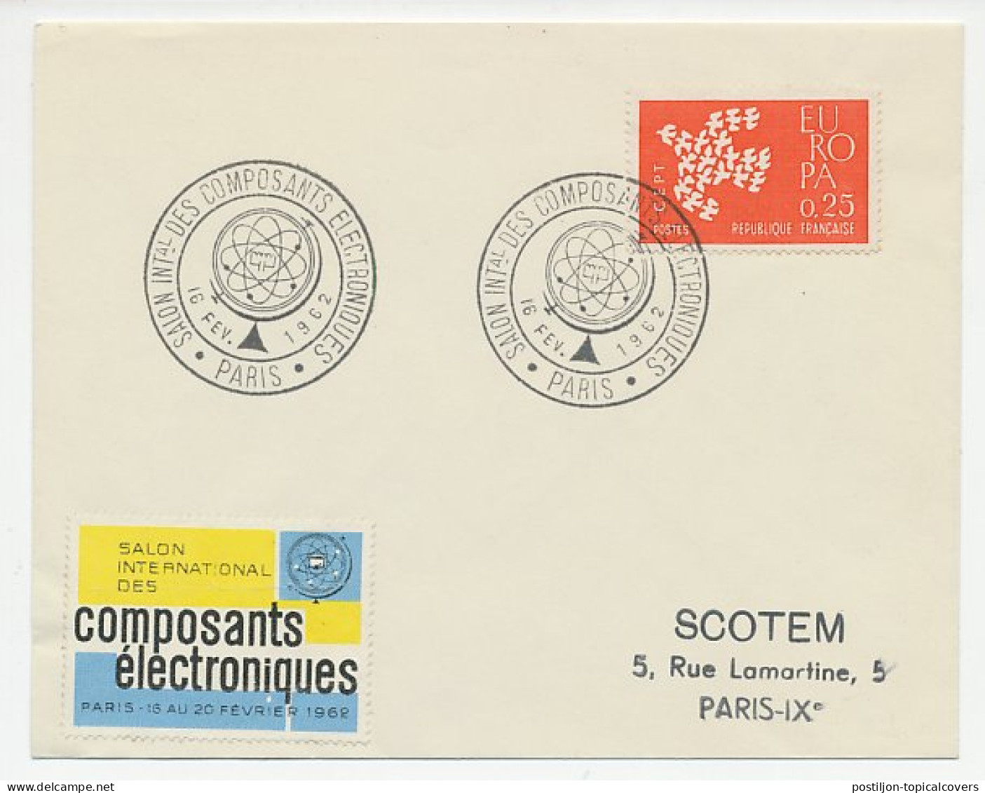 Cover / Postmark France 1962 Electronic Components - Exhibition - Elektrizität