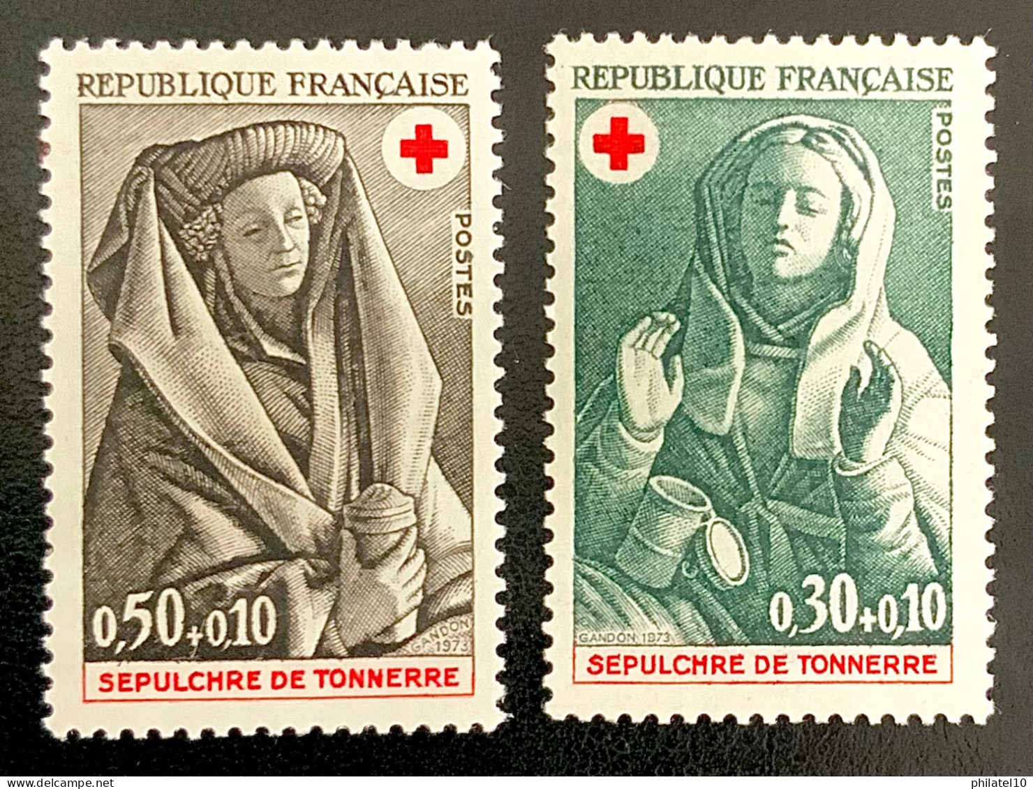 1973 FRANCE N 1779/80 CROIX ROUGE SÉPULCRE DE TONNERRE - NEUF** - Unused Stamps