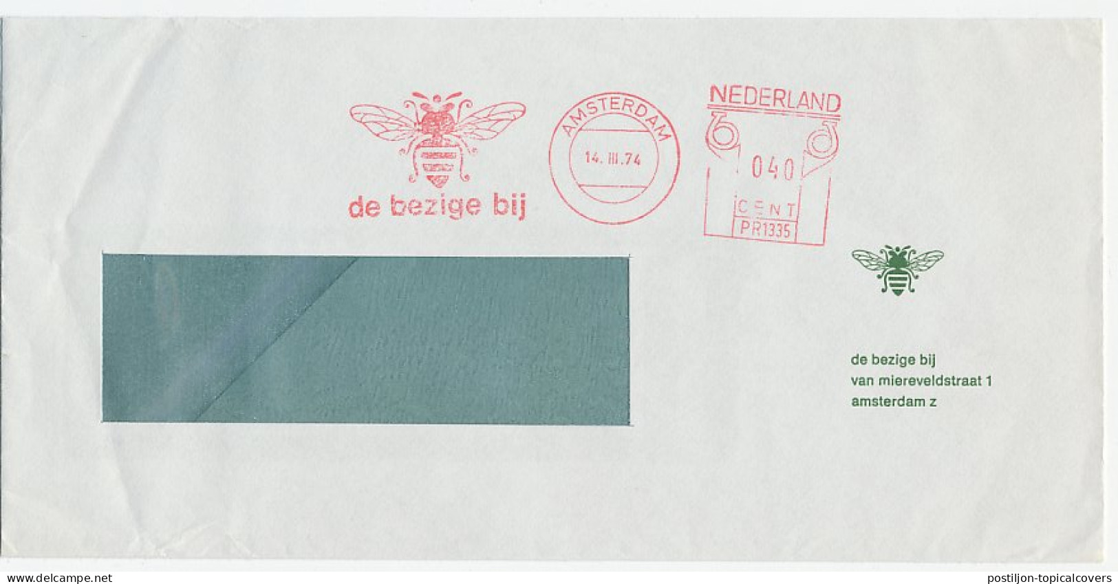 Meter Cover Netherlands 1974 Bee - Sonstige & Ohne Zuordnung