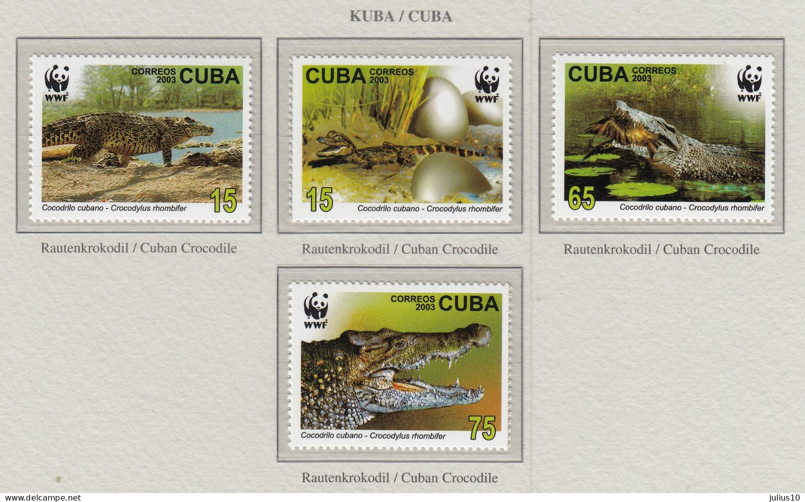 CUBA 2003 WWF Reptiles Crocodile Mi 4553 - 4556 MNH(**) Fauna 680 - Altri & Non Classificati