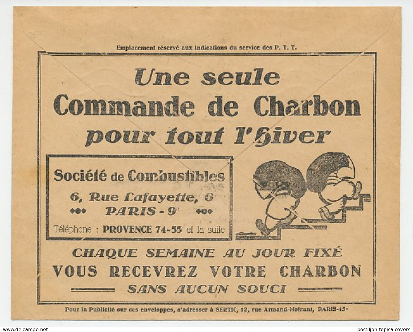 Postal Cheque Cover France 1931 Coal - Winter - Autres & Non Classés