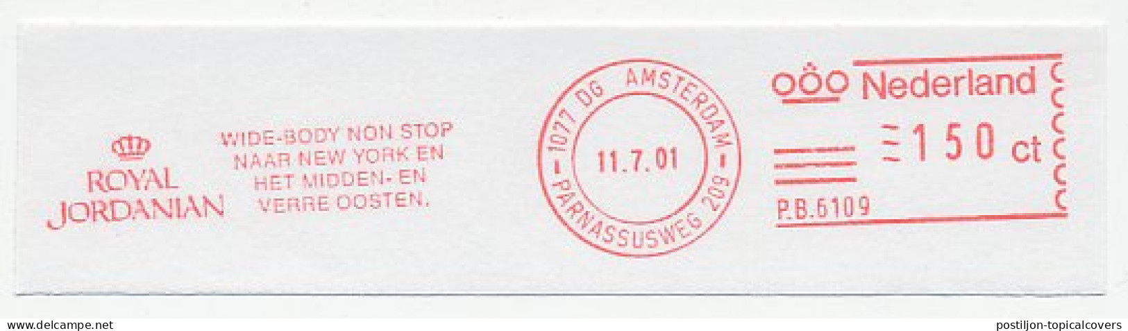 Meter Cut Netherlands 2001 Royal Jordanian Airlines - Avions