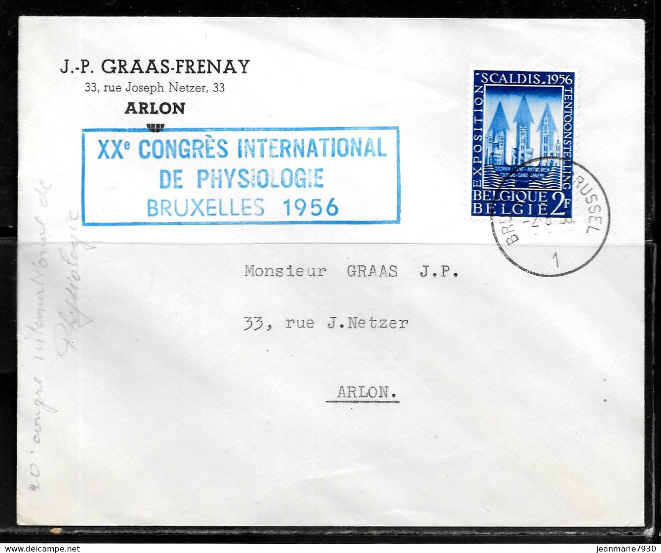 CC137 - BELGIQUE - LETTRE DE BRUXELLES DU 02/08/56 - Briefe U. Dokumente