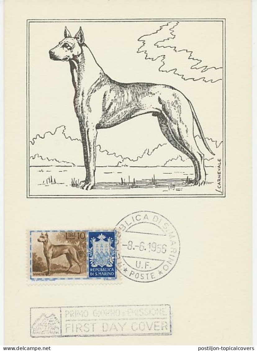 Maximum Card San Marino 1956 Dog - Great Dane - Sonstige & Ohne Zuordnung