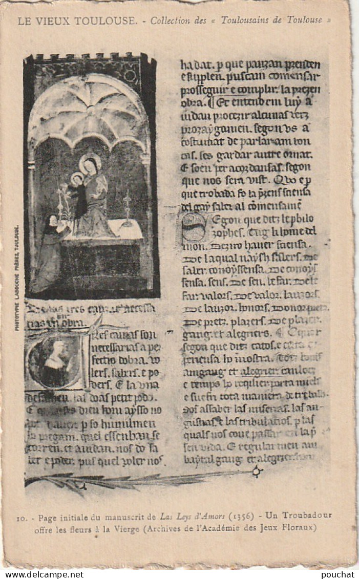 ZY 44-(31) PAGE INITIALE DU MANUSCRIT DE LAS LEYS D' AMORS (1356) - " LE VIEUX TOULOUSE " - LABOUCHE FRERES , TOULOUSE - Toulouse