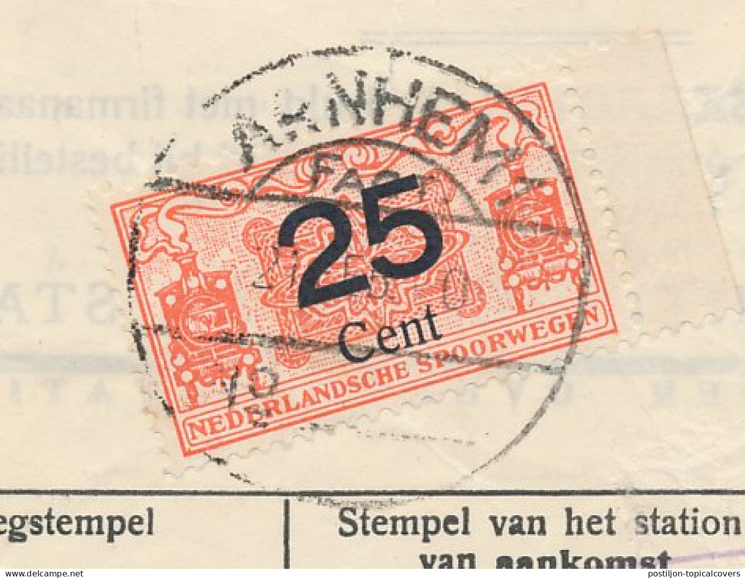 Vrachtbrief / Spoorwegzegel N.S. Arnhem - Harderwijk 1940 - Ohne Zuordnung