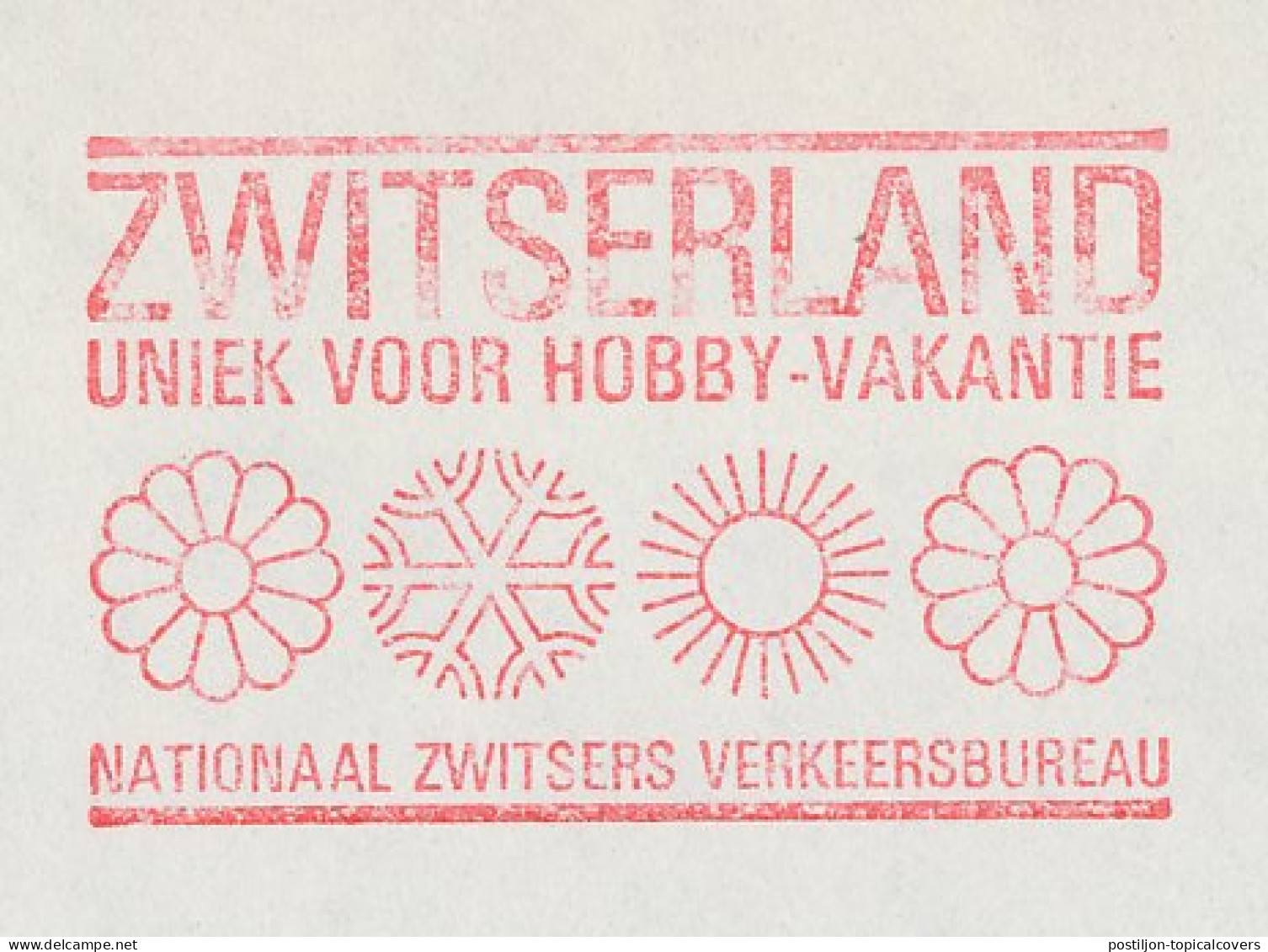 Meter Cover Netherlands 1974 Four Seasons - Flower - Snow Christal - Sun - Switzerland - Clima & Meteorologia
