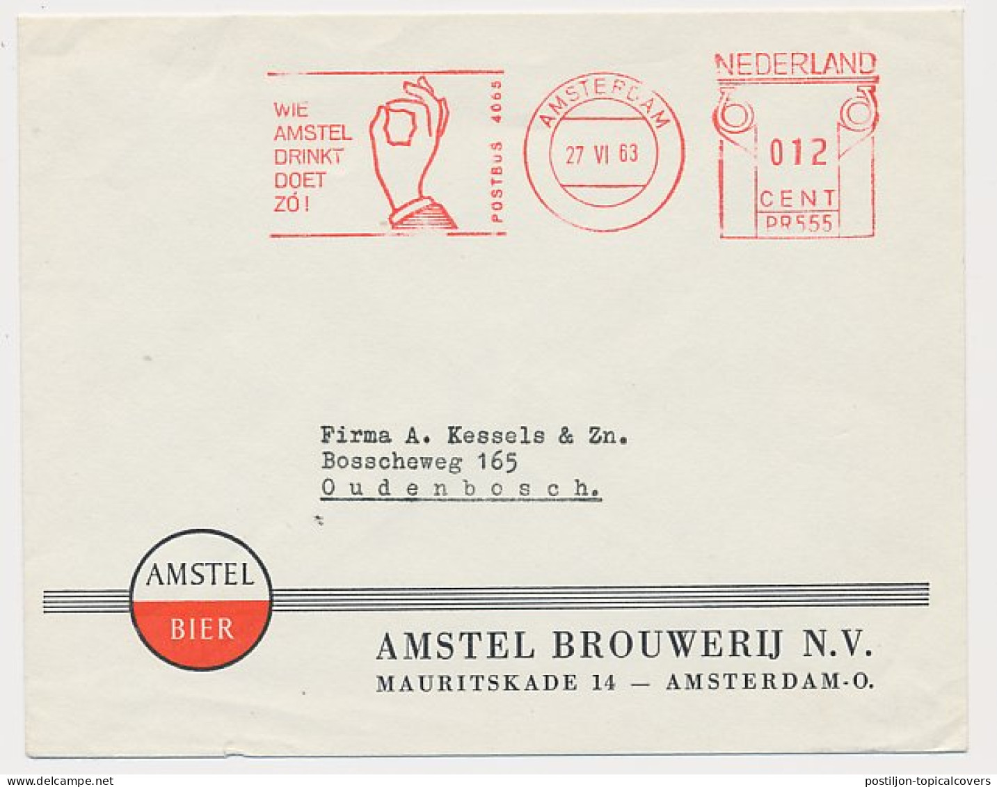 Meter Cover Netherlands 1963 Beer - Pils - Amstel - Brewery - Vinos Y Alcoholes