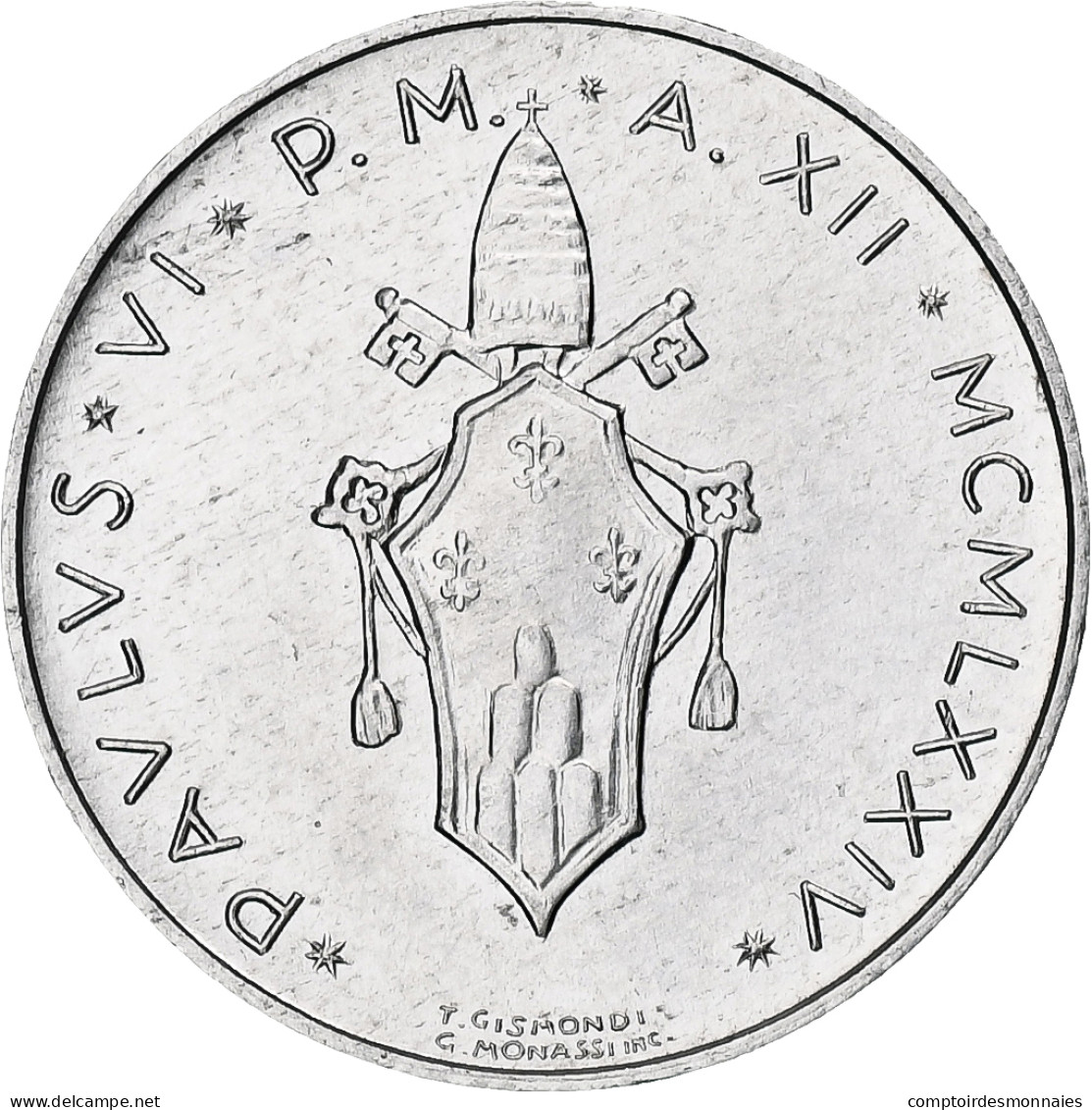 Vatican, Paul VI, 5 Lire, 1974 / Anno XII, Rome, Aluminium, SPL, KM:118 - Vaticano