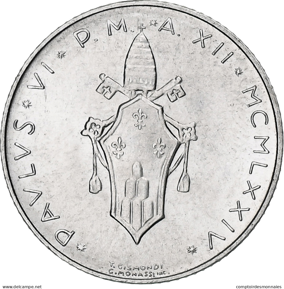 Vatican, Paul VI, 2 Lire, 1974 / Anno XII, Rome, Aluminium, SPL, KM:117 - Vaticano (Ciudad Del)