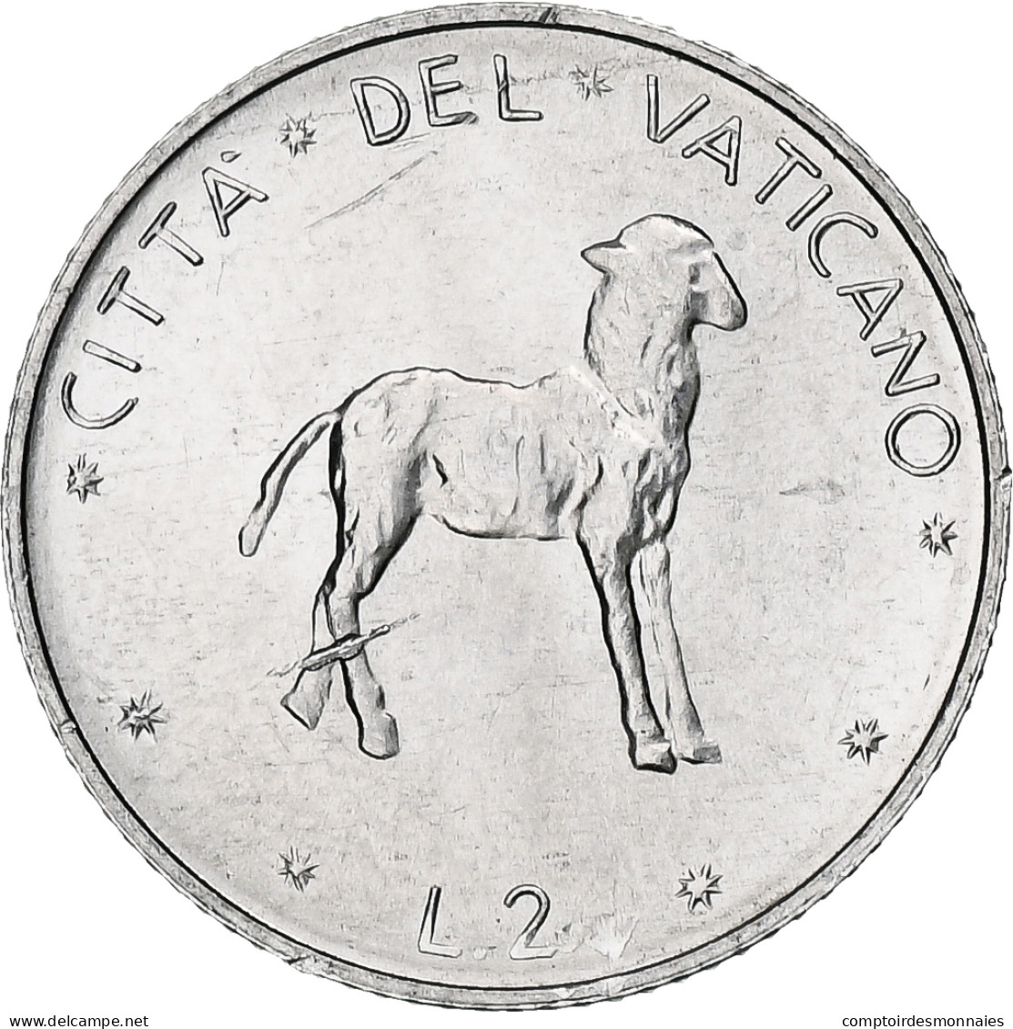 Vatican, Paul VI, 2 Lire, 1974 / Anno XII, Rome, Aluminium, SPL, KM:117 - Vaticano