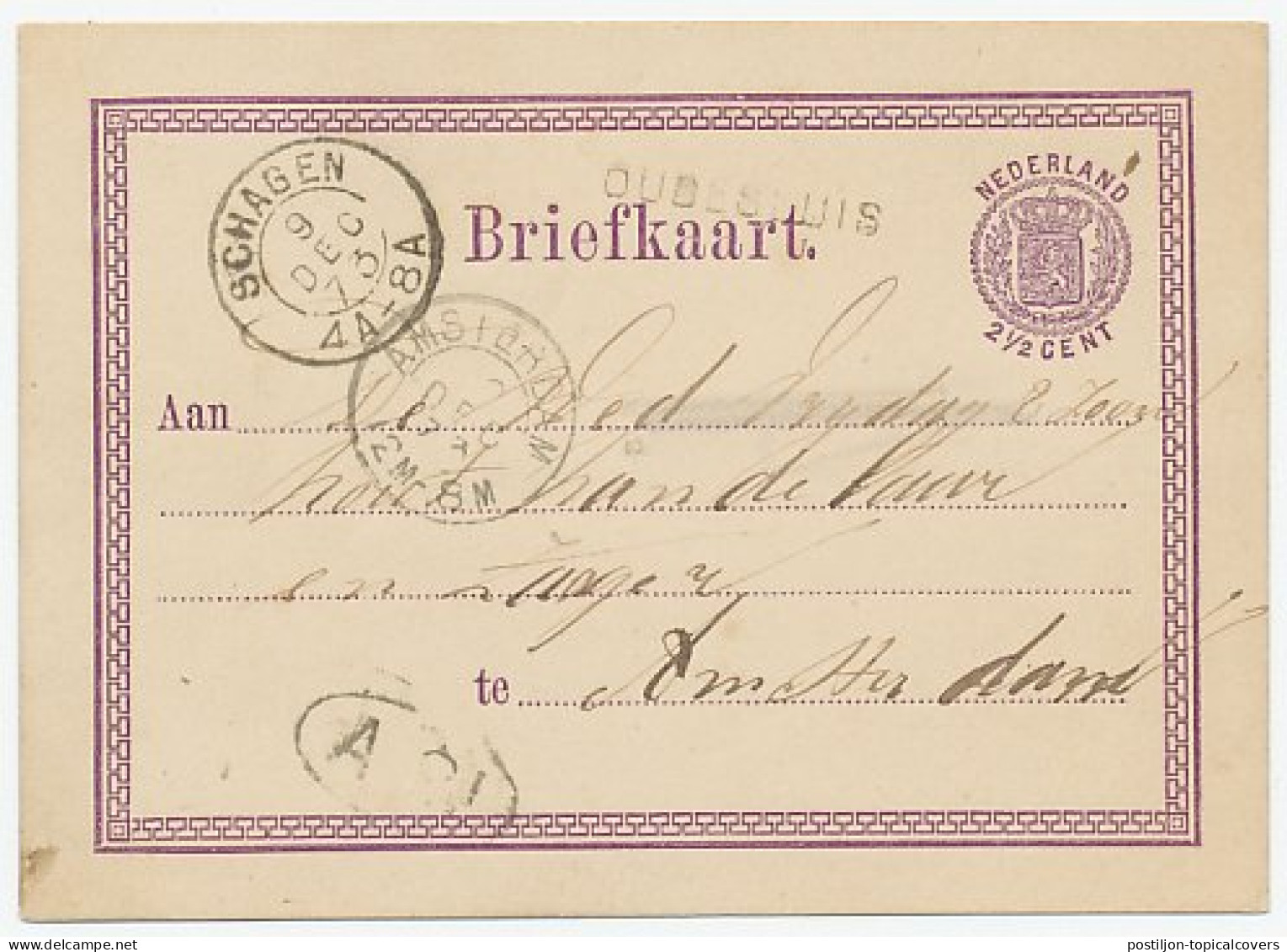 Naamstempel Oudesluis 1873 - Briefe U. Dokumente