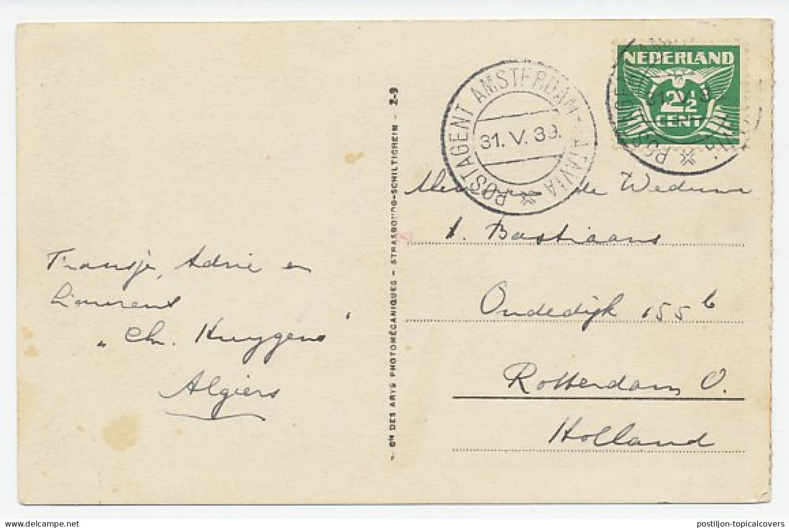 Postagent Amsterdam - Batavia 1939 : Algerije - Rotterdam - Non Classés
