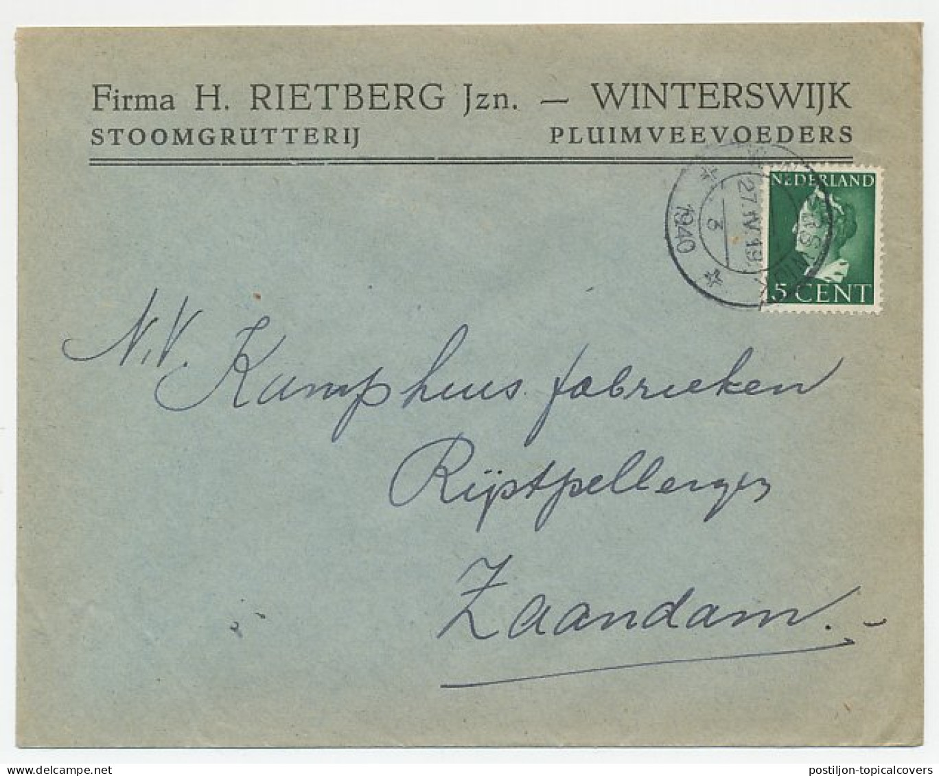 Firma Envelop Winterswijk 1940 - Stoomgrutterij / Pluimvee - Non Classés