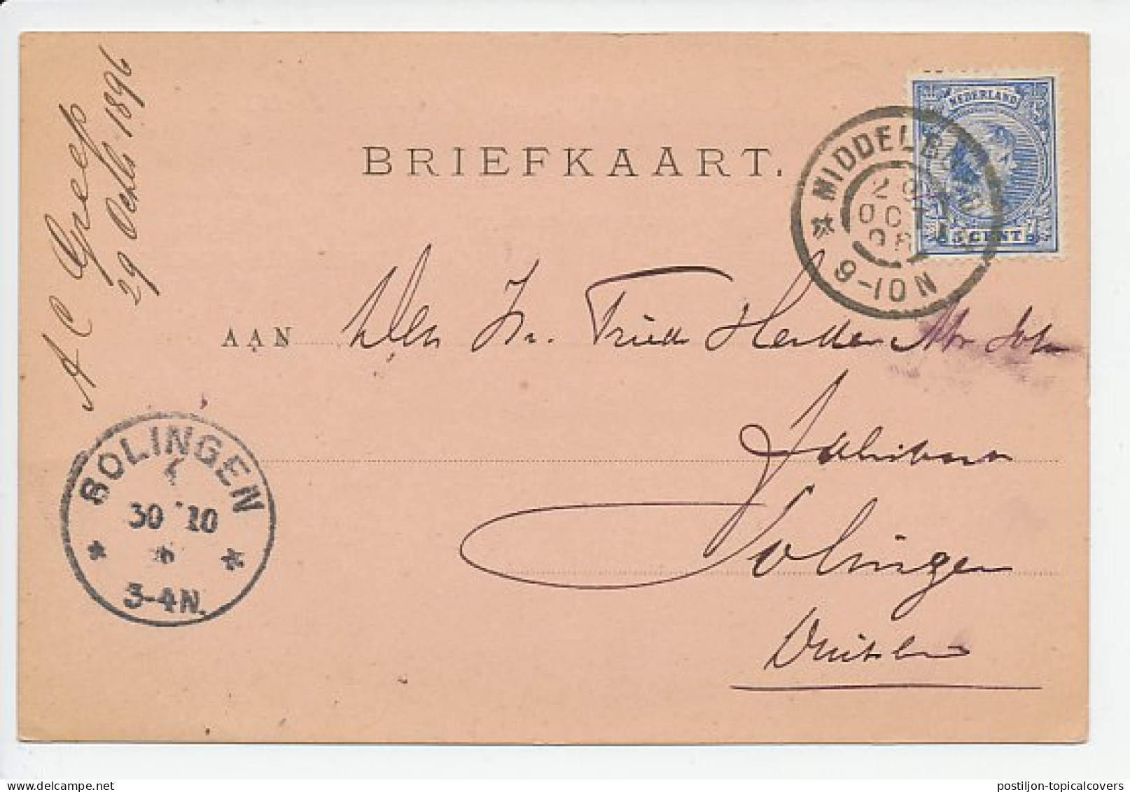 Firma Briefkaart Middelburg 1896 - Zeeuwsche Bazar - Unclassified