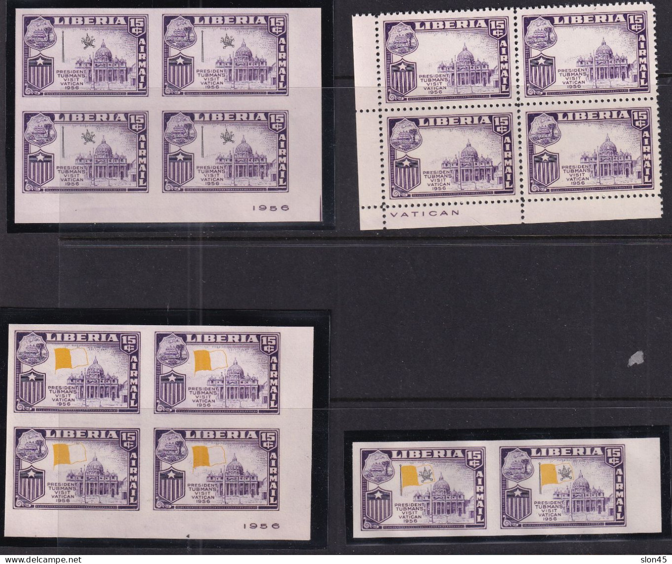 Liberia 1958 Vatican City Varieties Block  Of 4/Pair MNH 16138 - Fehldrucke