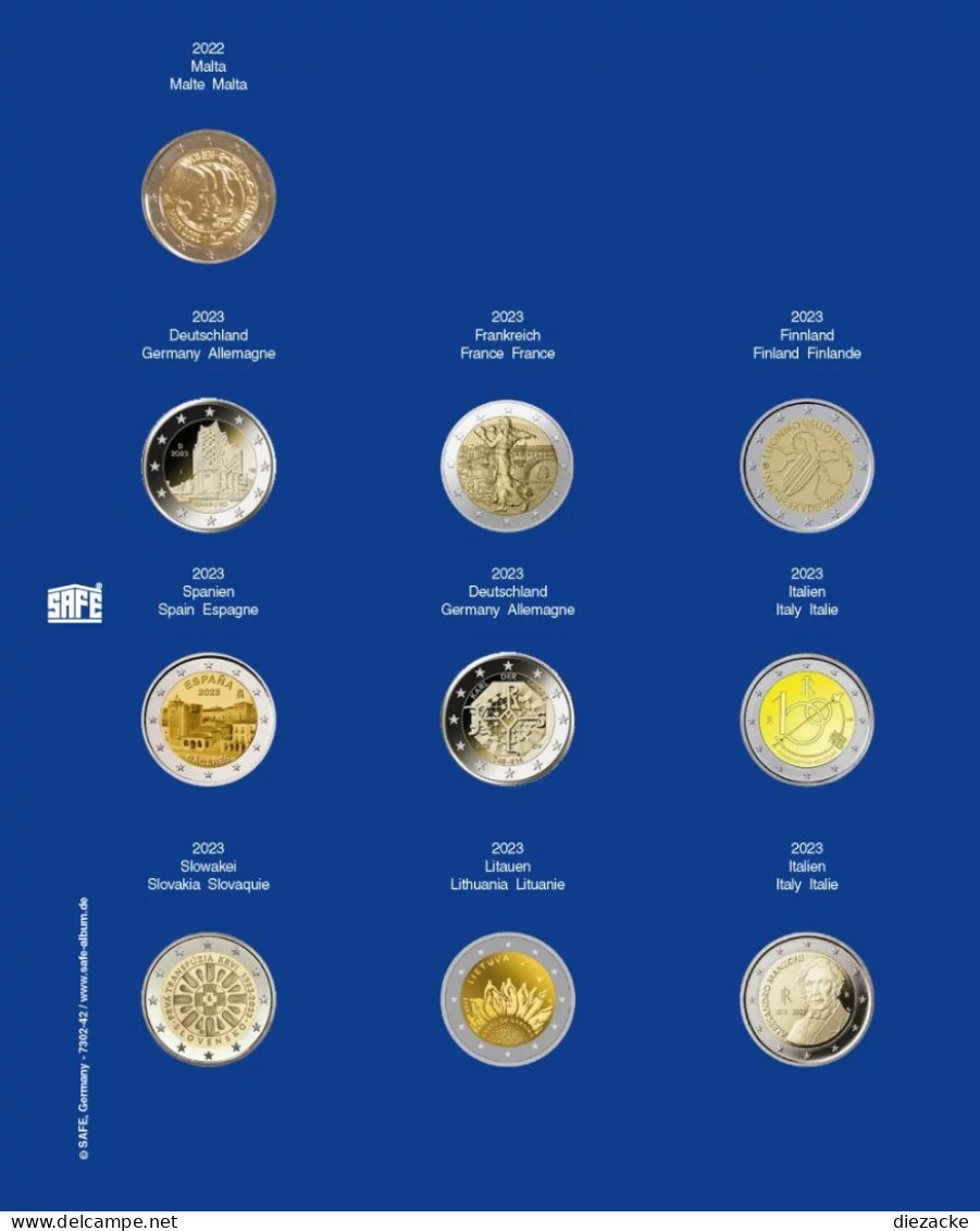 Safe Nachtragsblatt TOPset Für 2 Euro Münzen In Kapseln Nr. 7302-42 Neu - Matériel