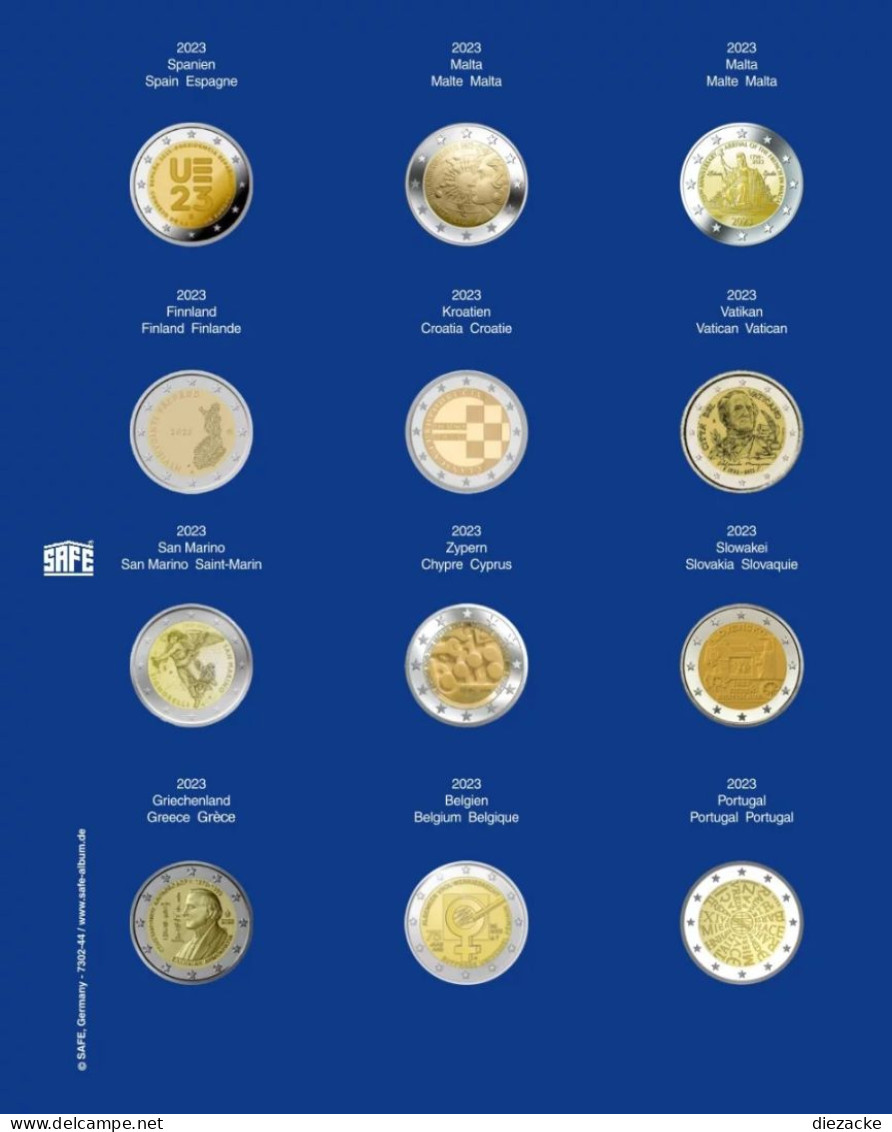 Safe Nachtragsblatt TOPset Für 2 Euro Münzen In Kapseln Nr. 7302-44 Neu - Matériel