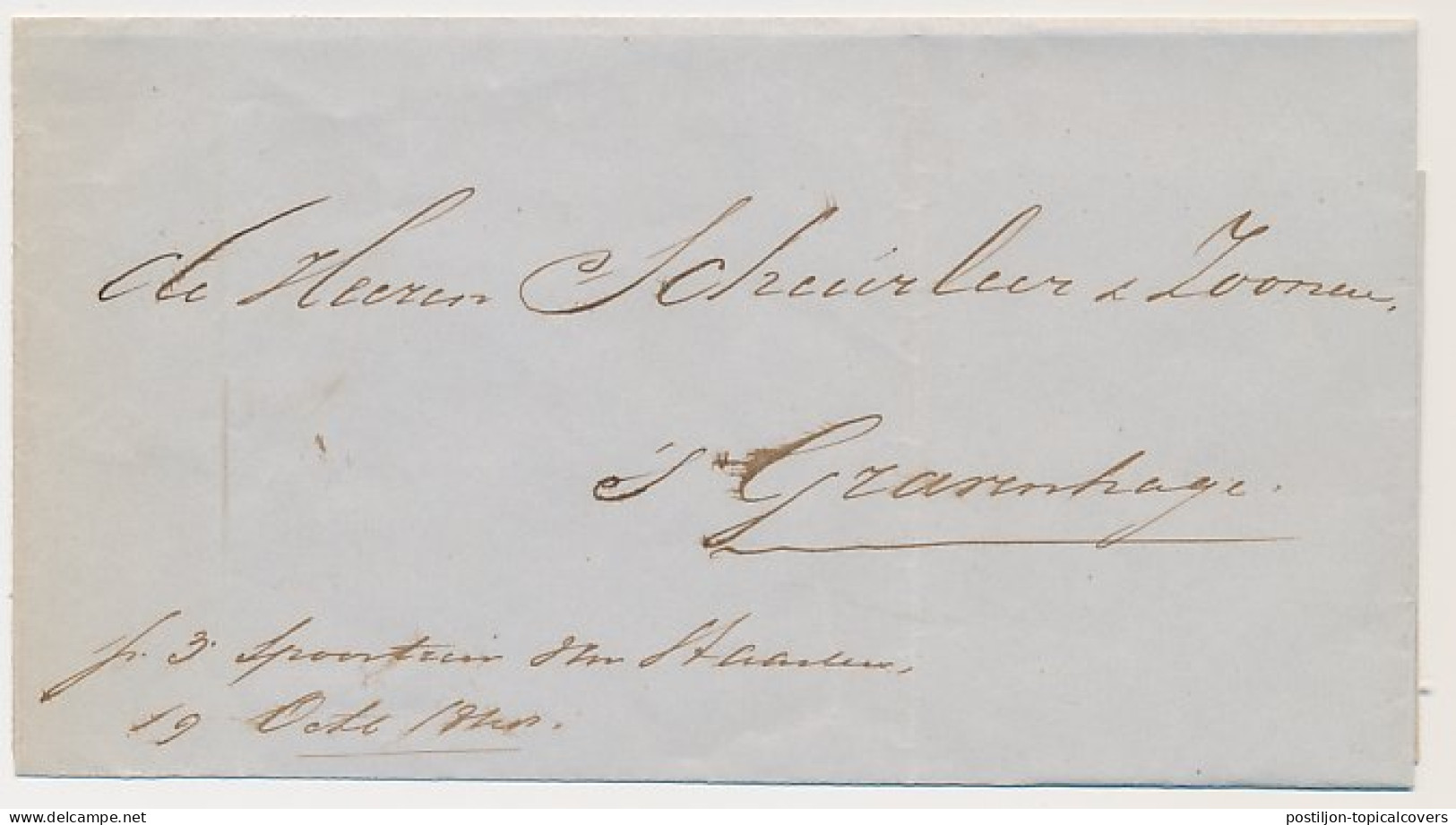Treinbrief Haarlem - S Gravenhage 1848 - Per Spoortrein - Briefe U. Dokumente