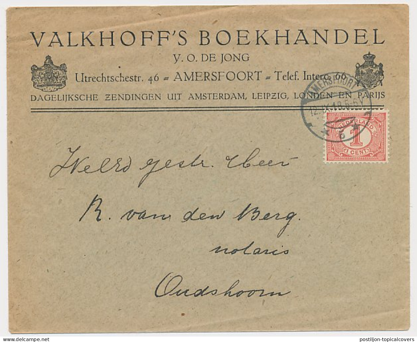 Firma Envelop Amersfoort 1918 - Boekhandel - Non Classés