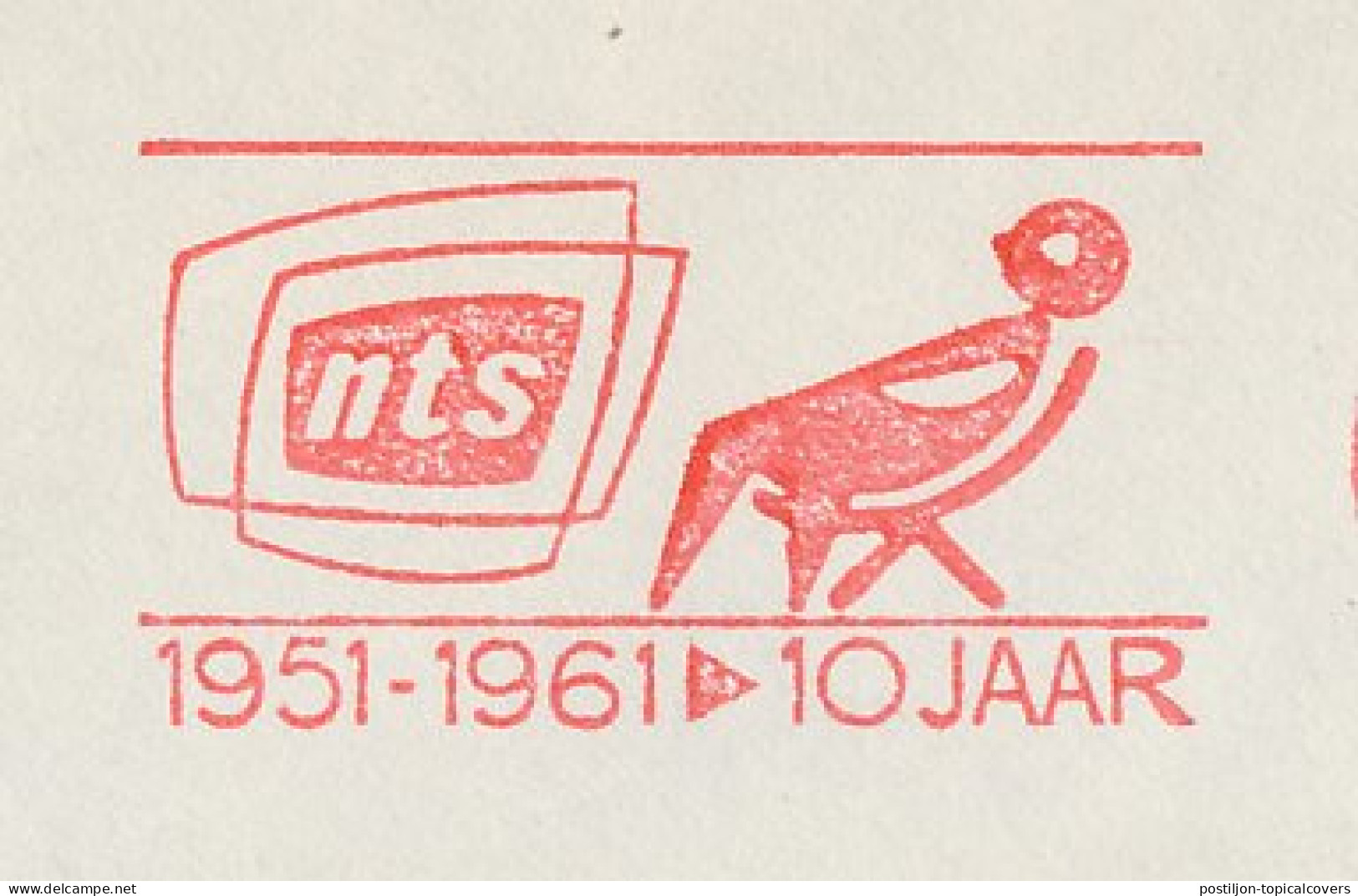 Meter Cover Netherlands 1961 10 Years NTS - Dutch Television Foundation - Hilversum - Non Classés