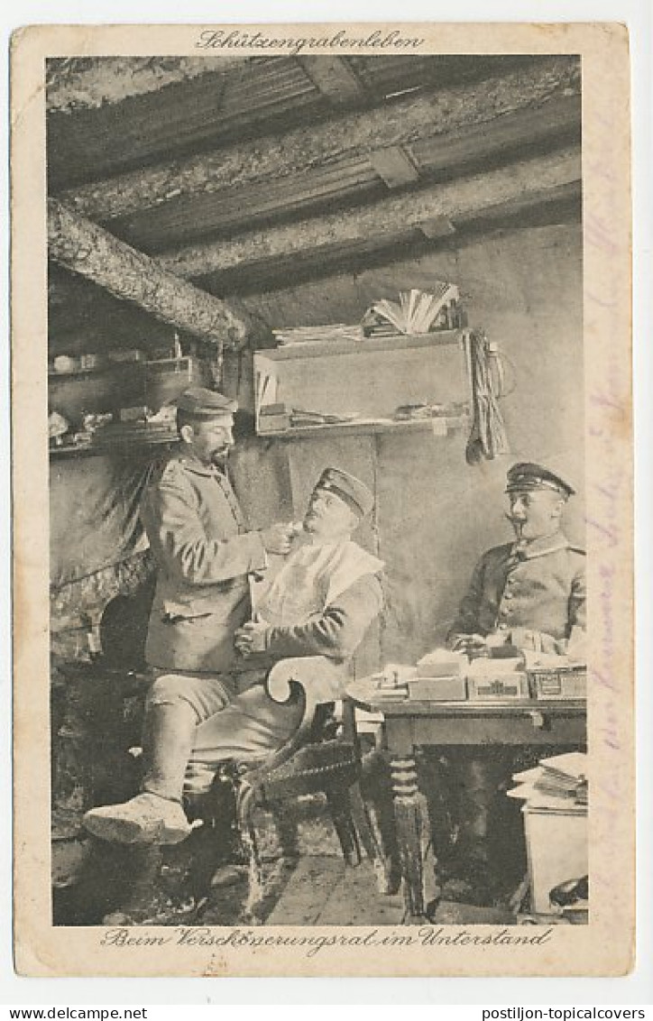 Fieldpost Postcard Germany 1915 Shaving - Shave - WWI - Autres & Non Classés