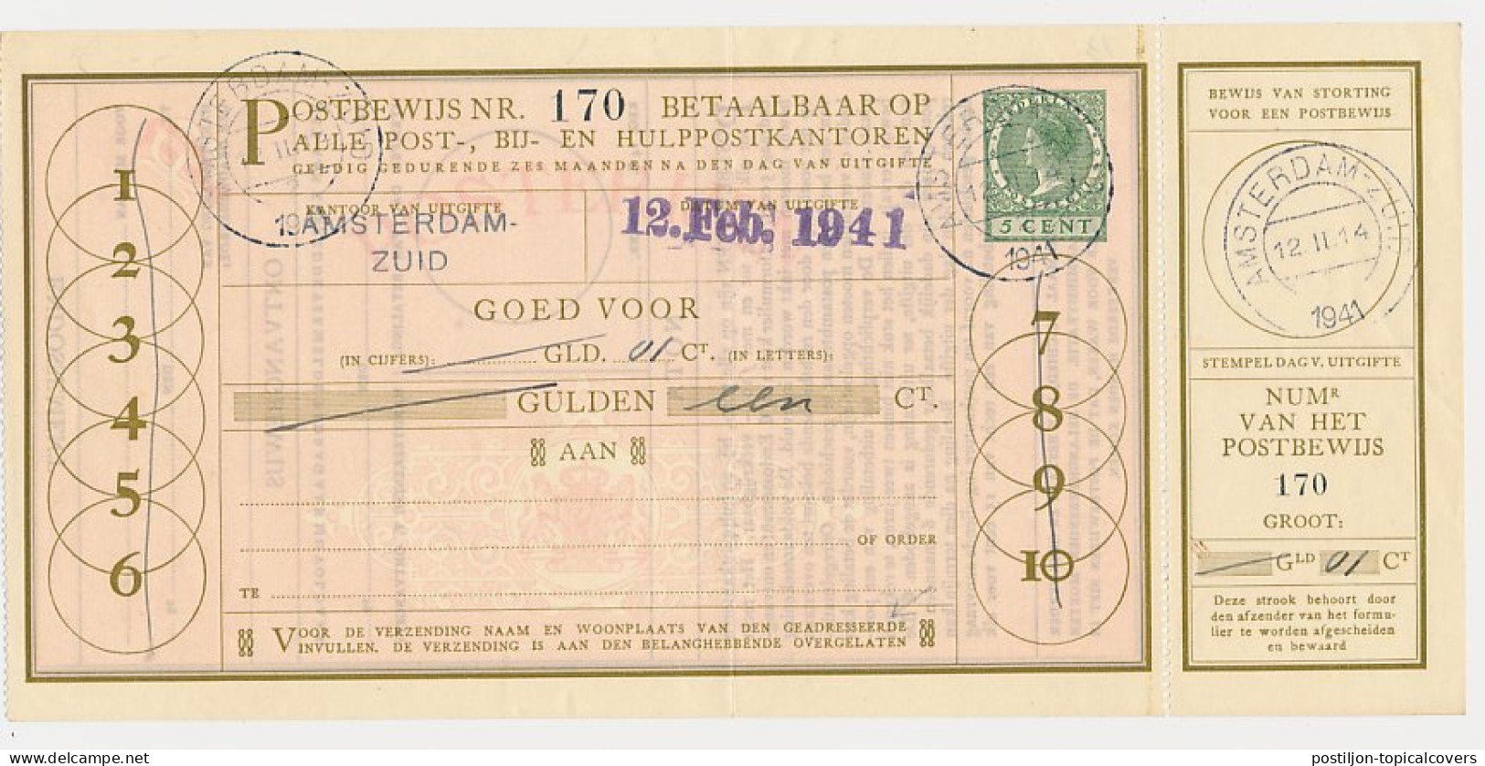 Postbewijs G. 24 - Amsterdam 1941 - Postal Stationery