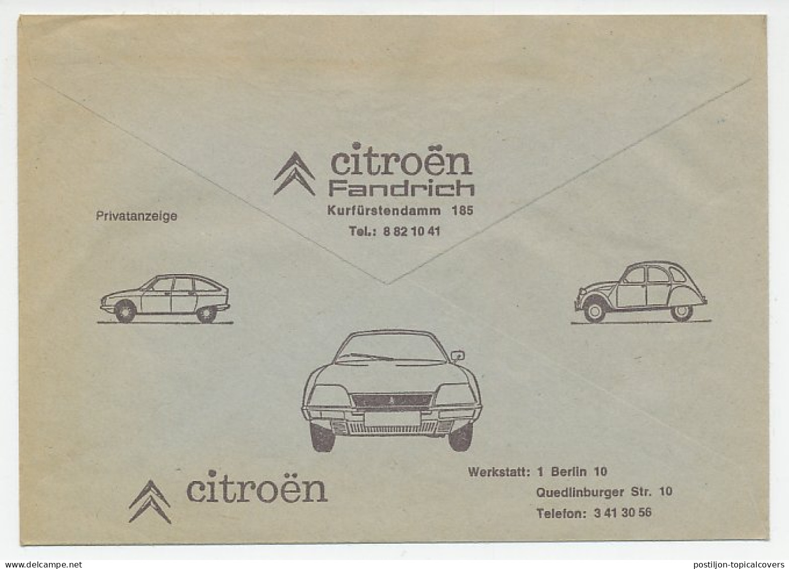 Postal Cheque Cover Germany ( 1975 ) Car - Citroën - 2CV - Voitures