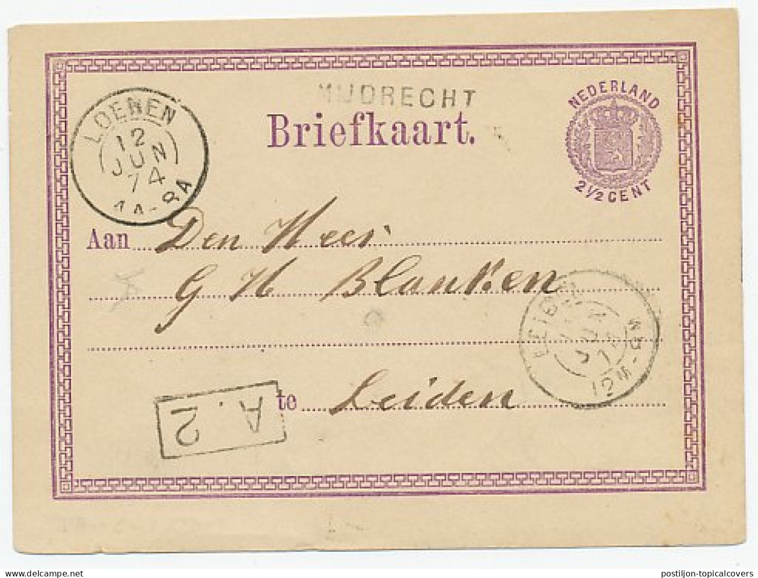 Naamstempel Mijdrecht 1874 - Lettres & Documents