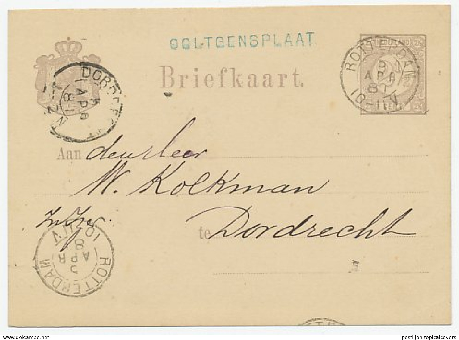 Naamstempel Ooltgensplaat 1881 - Lettres & Documents