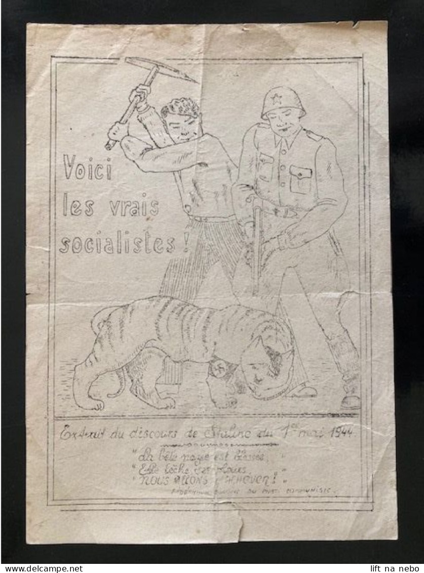Tract Presse Clandestine Résistance Belge WWII WW2 'Voici Les Vrais Socialistes' Extrait Du Discours De Staline... - Dokumente