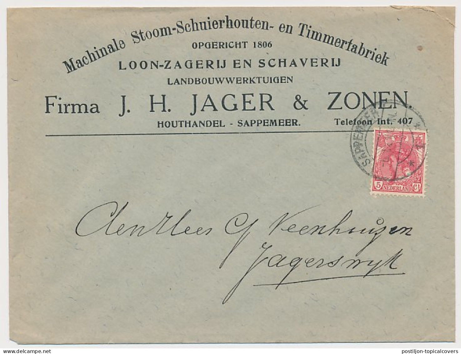 Firma Envelop Sappemeer 1921 Timmerfabriek - Landbouwwerktuigen - Non Classés