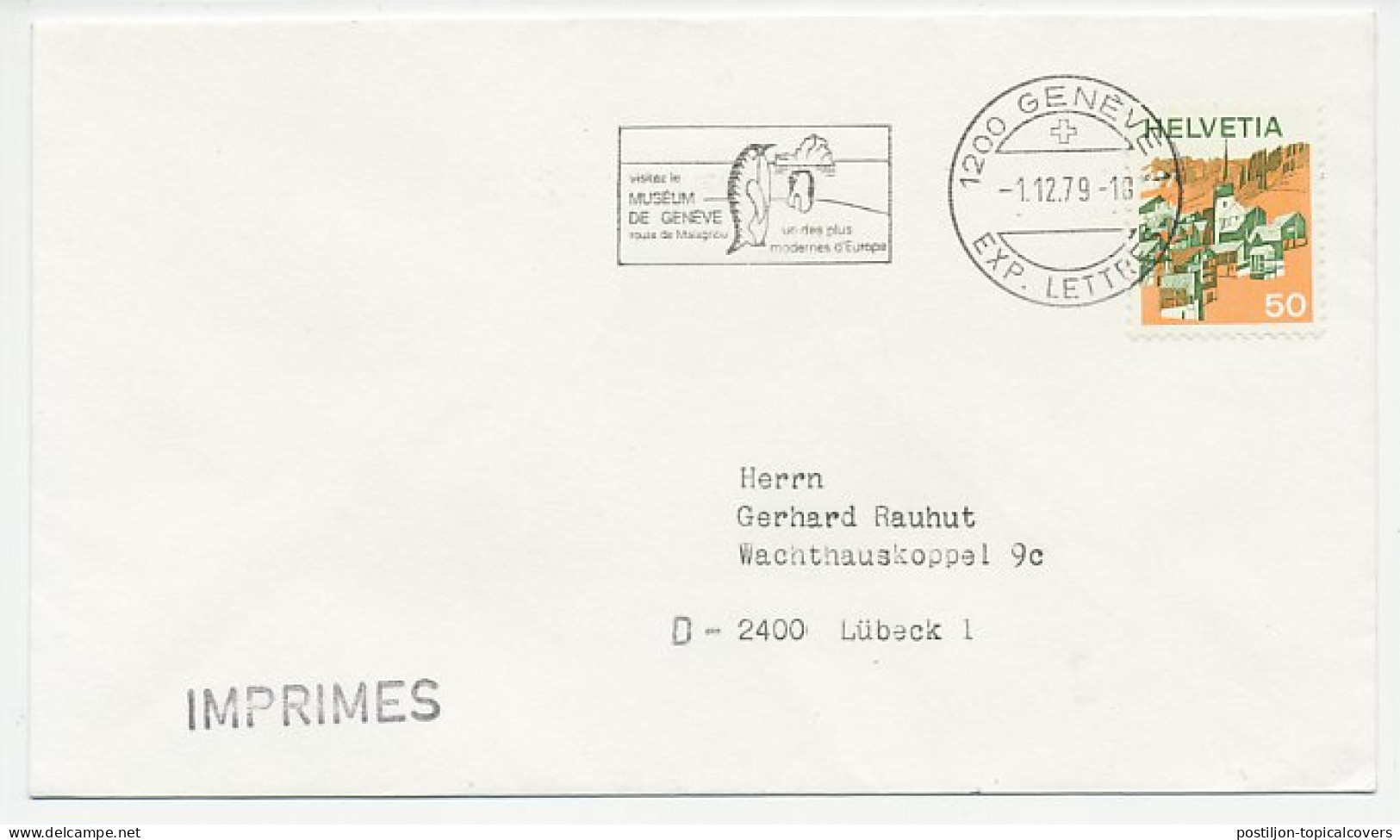 Cover / Postmark Switzerland 1979 Penguin - Museum - Expediciones árticas
