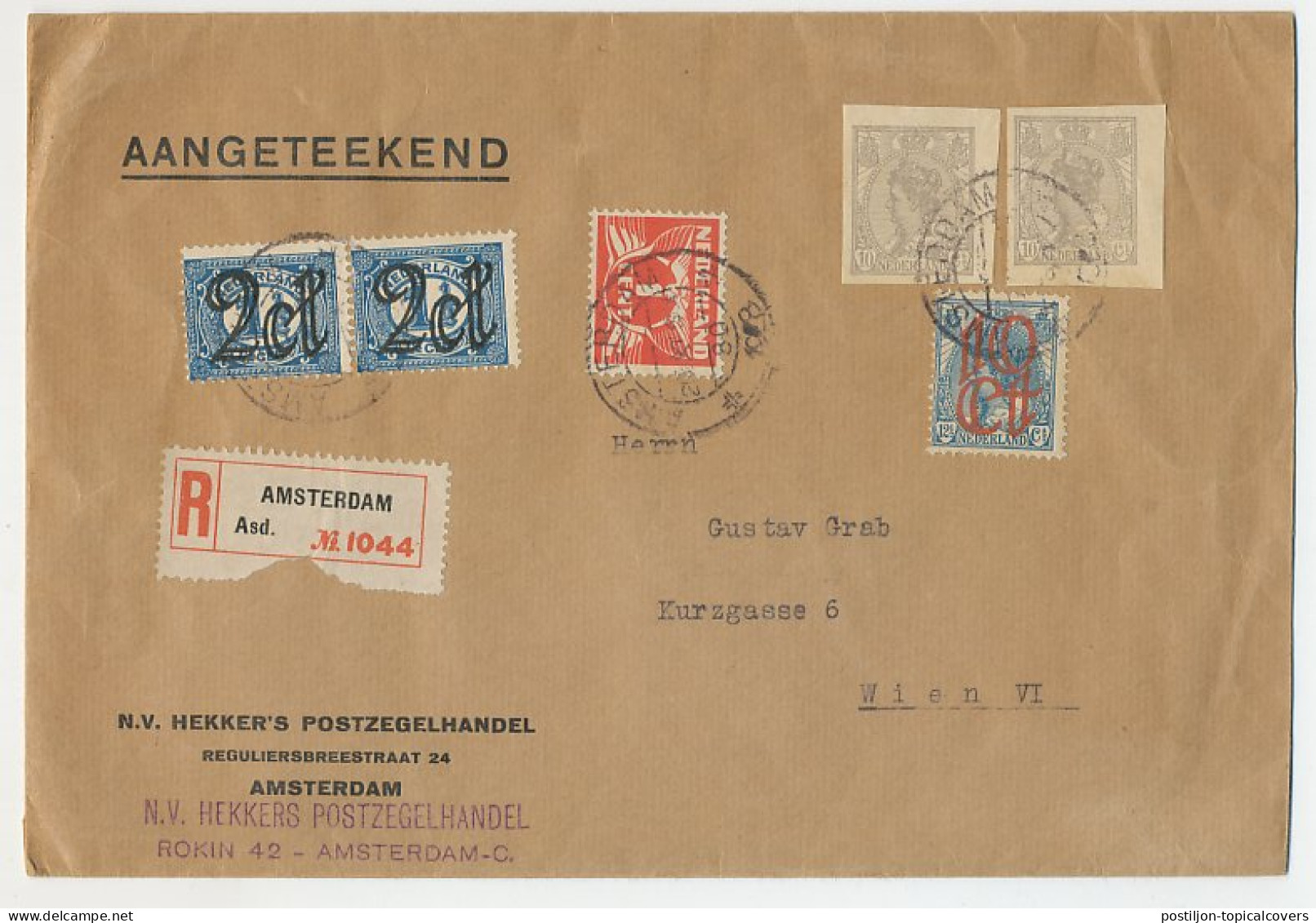 Em. Bontkraag (ongetand) Aangetekend Amsterdam - Oostenrijk 1928 - Non Classés