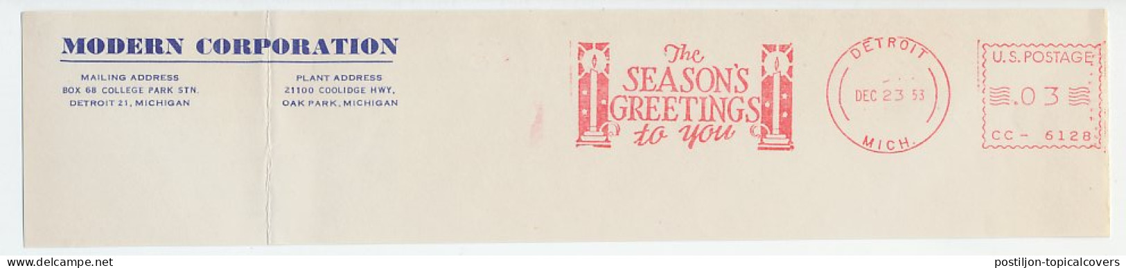 Meter Top Cut USA 1953 Season S Greetings - Candle - Weihnachten