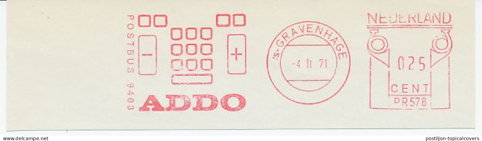 Meter Cut Netherlands 1971 Calculator - Addo - Non Classés