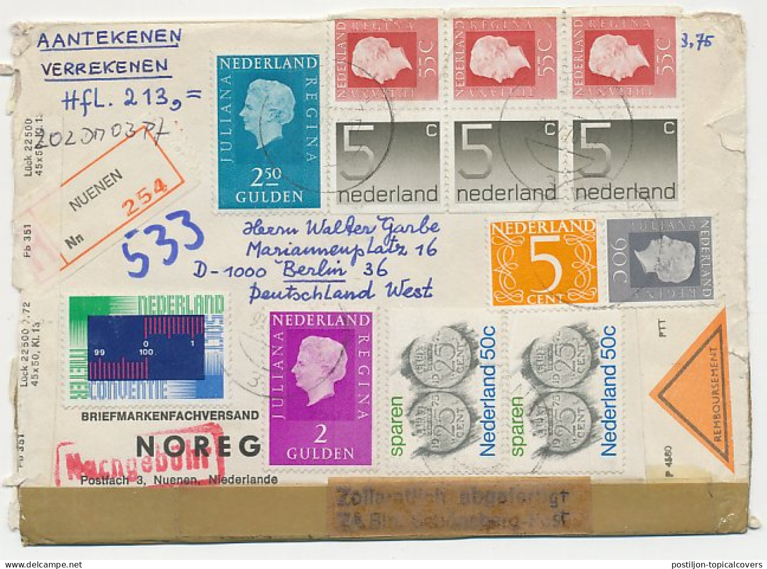 Damaged Mail Cover Netherlands - Germany 1976 Received Damaged - Officially Sealed - Label / Seal - Non Classés