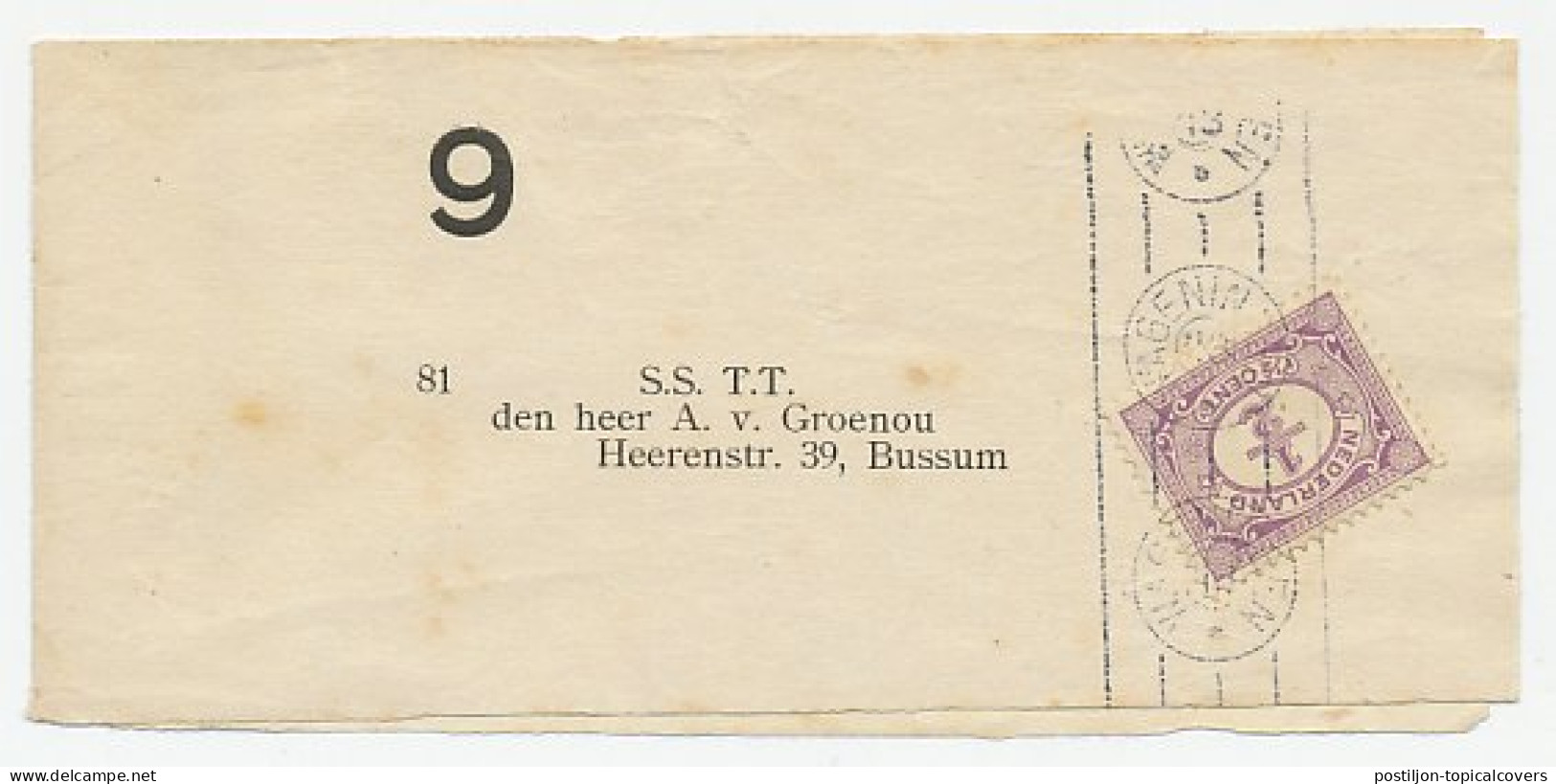 Drukwerkrolstempel / Wikkel - Wageningen 1913 - Unclassified