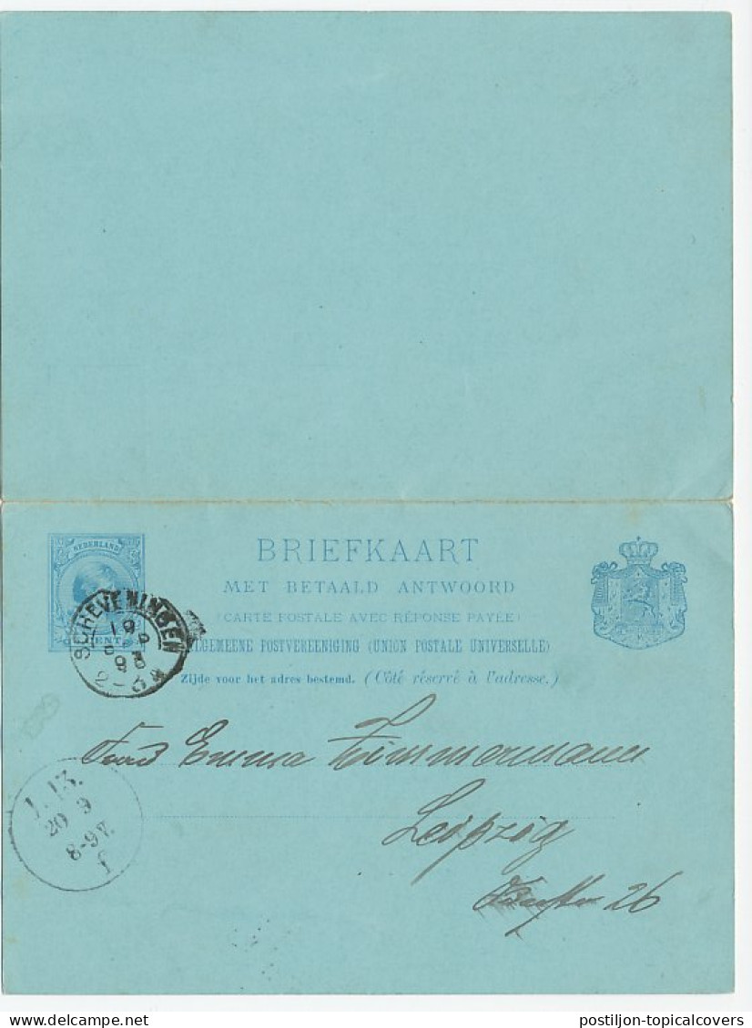 Briefkaart G. 30 Scheveningen - Leipzig Duitsland 1893 - Postal Stationery